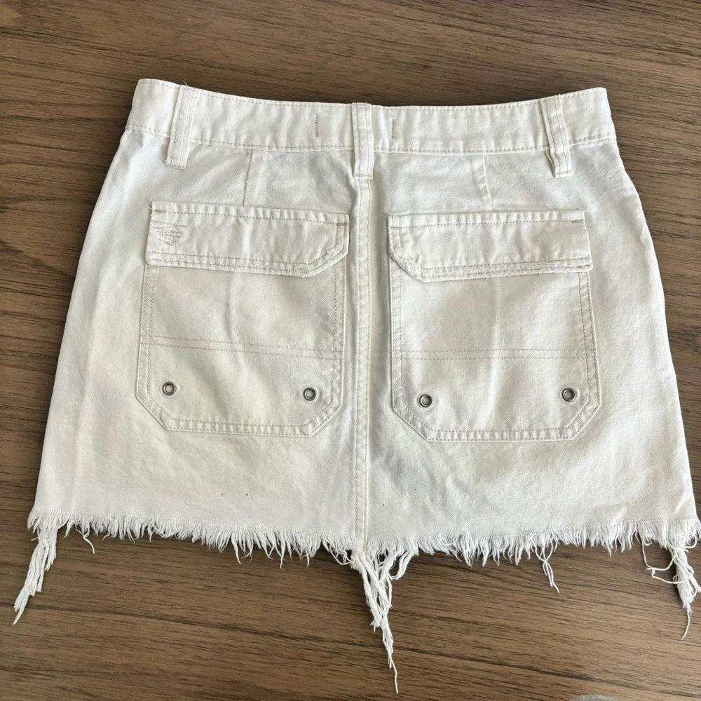 New! Free People Canvas‎ Relaxed Cargo Denim Mini Skirt Size 26 Coastal Cowgirl